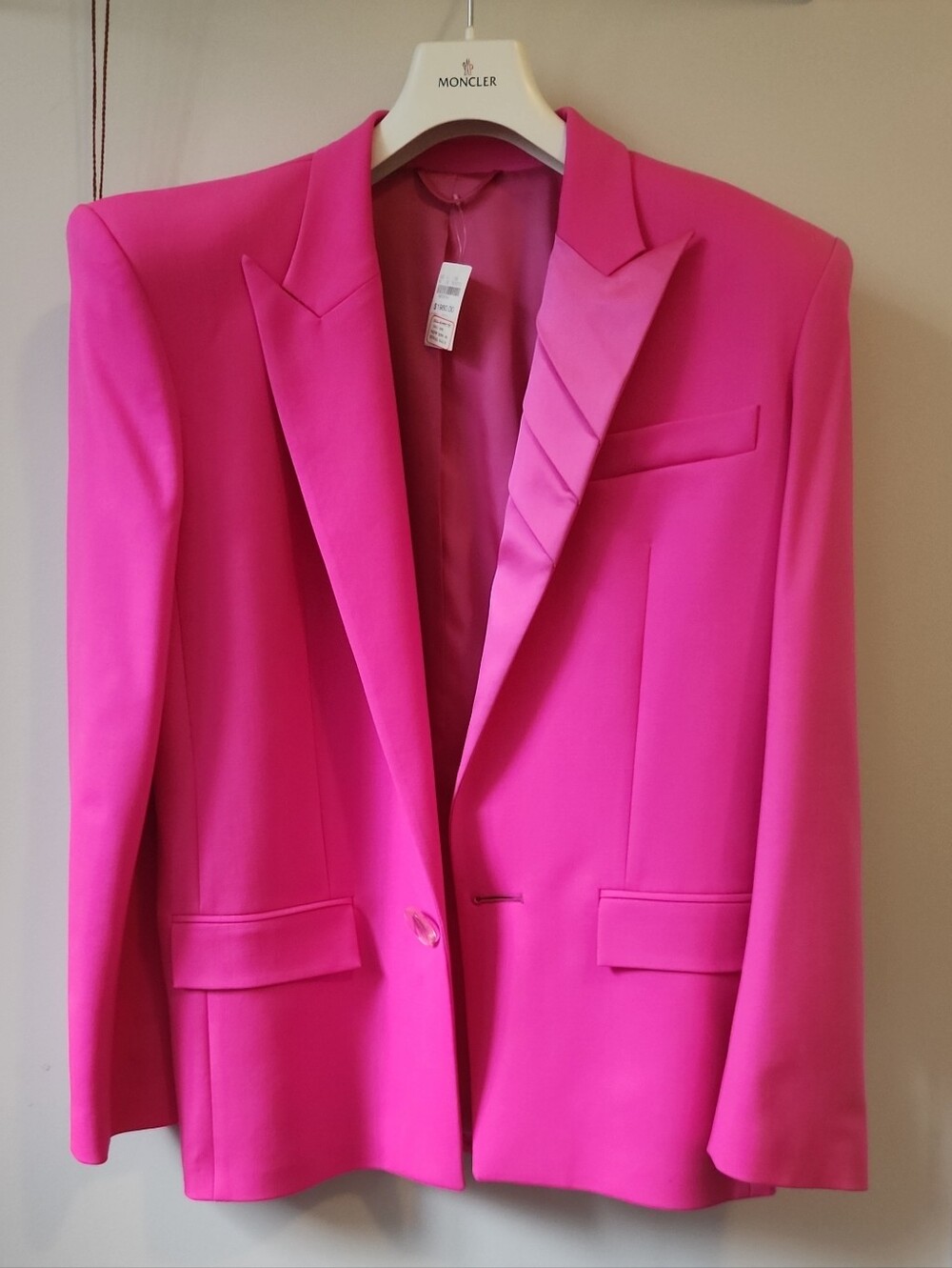 The Attico Fuchsia Tailored Satin-Trim Blazer